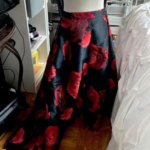 Formal black and red floral skirt size 12